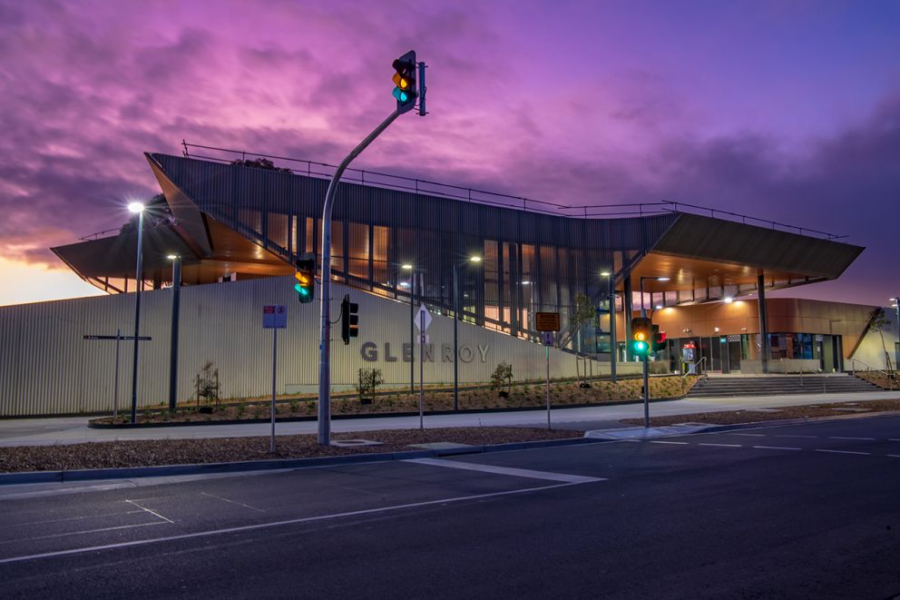 Glenroy station at night