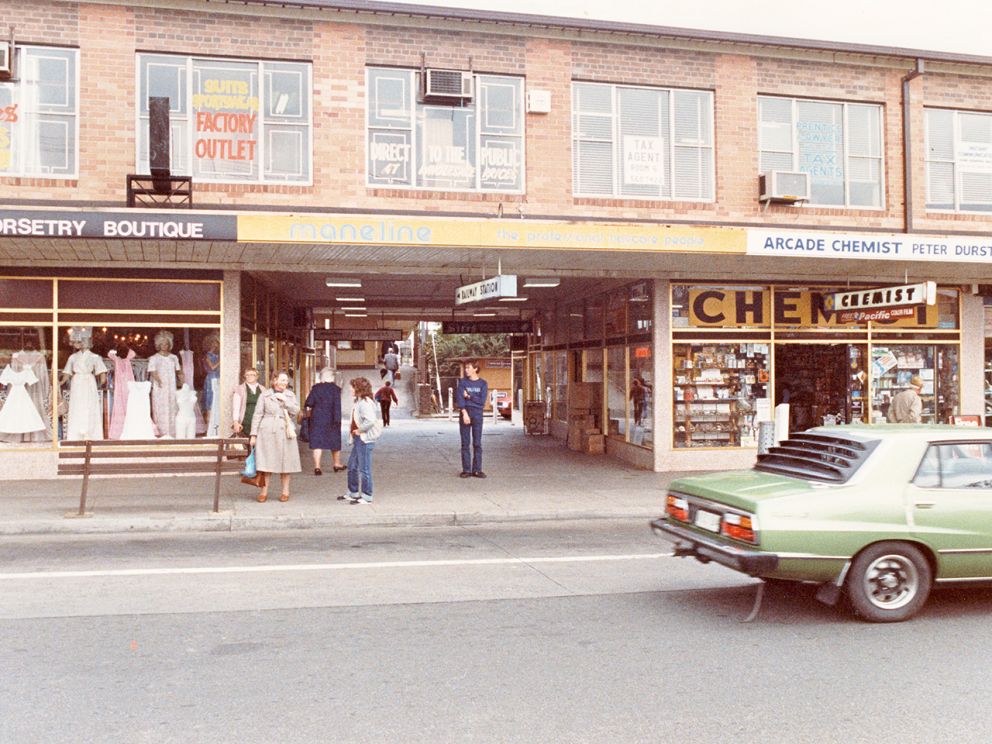 Image shows Kingsway with station visible through now-demolished arcade, 1983 