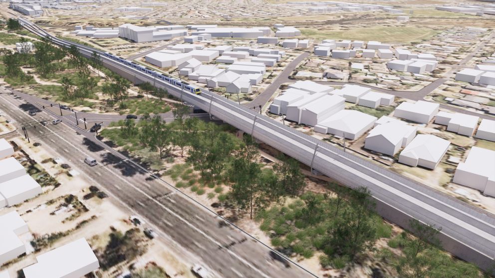 Rail bridge over Station Street, Aspendale. View from Nepean Highway