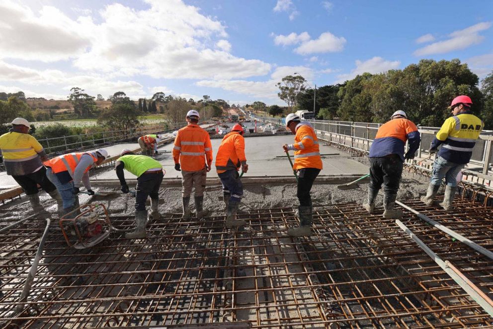 Crews concrete the bridge deck - April 23