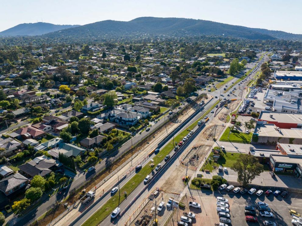 Upgrades to Burwood Highway-looking-east-towards the Dandenong Ranges