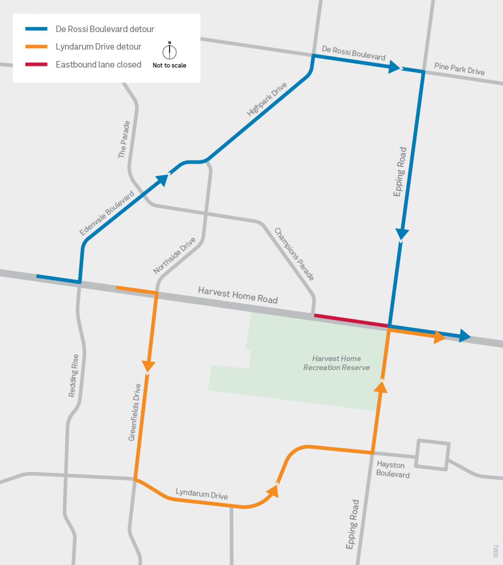 Harvest Home Road eastbound lane closure map