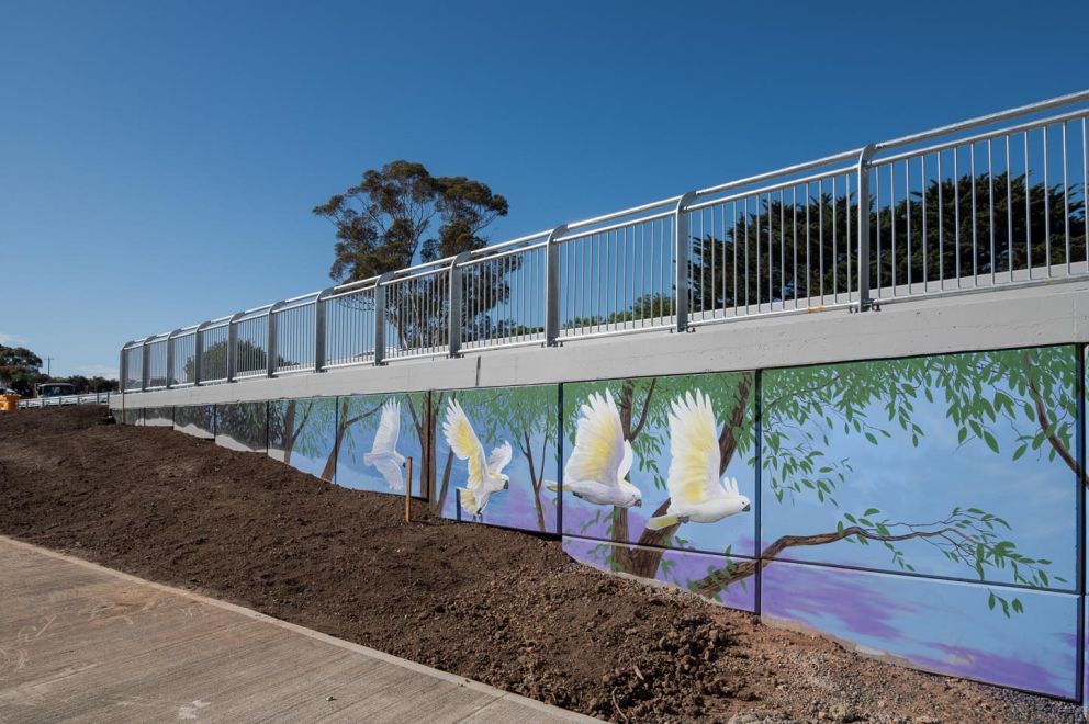 Completed section of the bridge mural