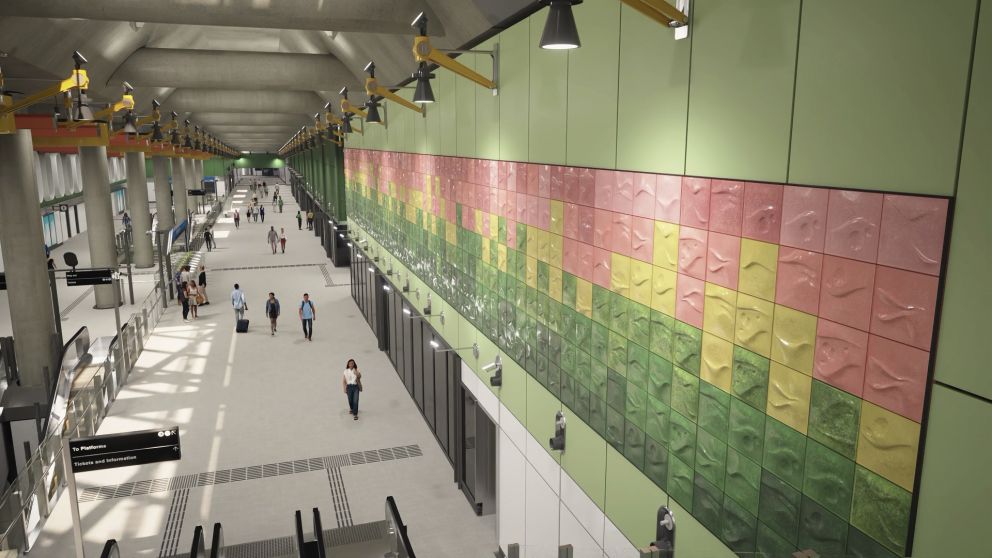 Concept image of the artwork at Parkville Station