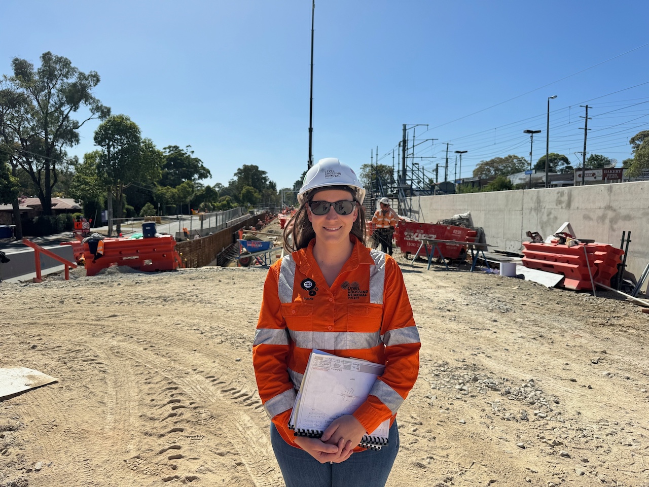 Engineer Sophie Stone stands on a construction site at Dublin Road in Ringwood. 
