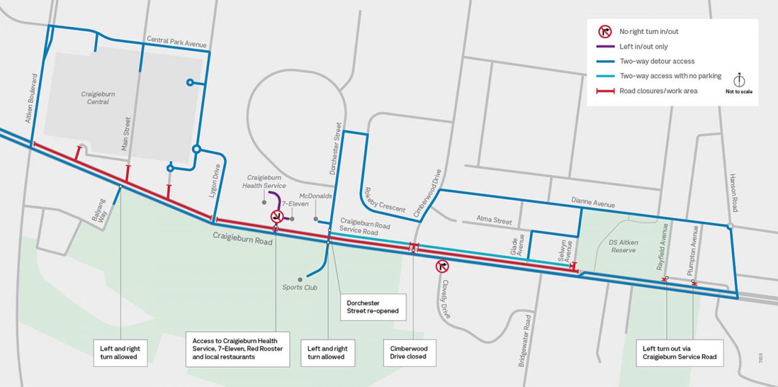 CRU Aitken Blvd to Hanson Rd Access Change Map