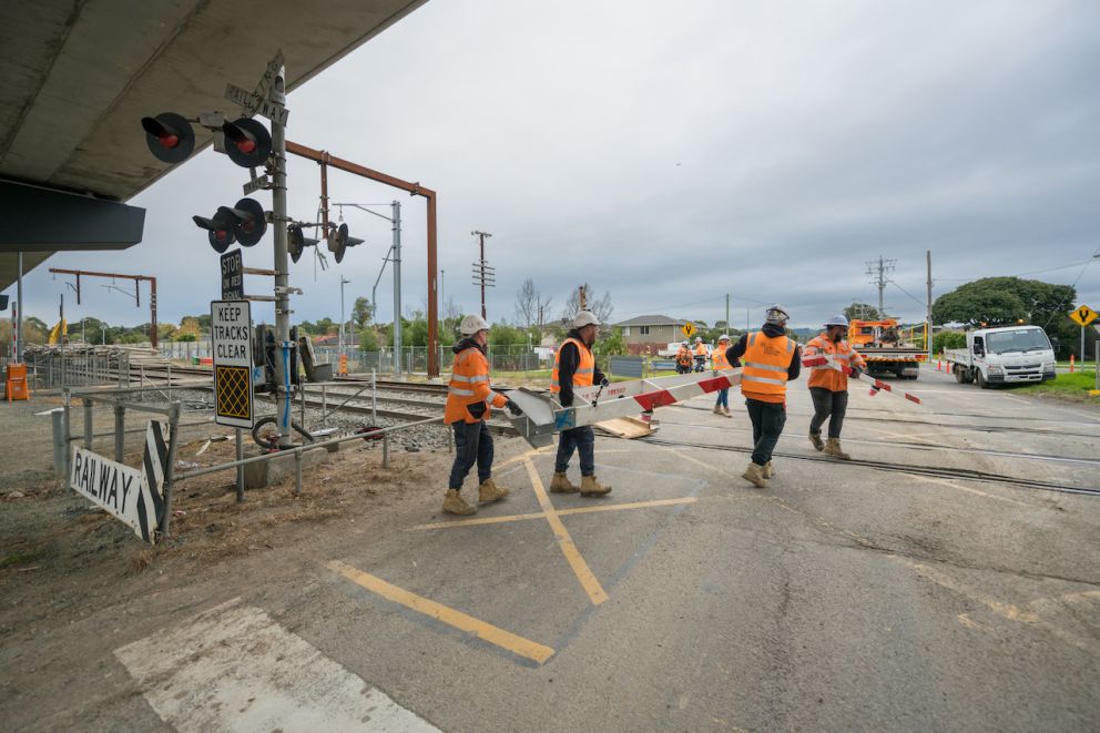 The McGregor Road boom gate being removed