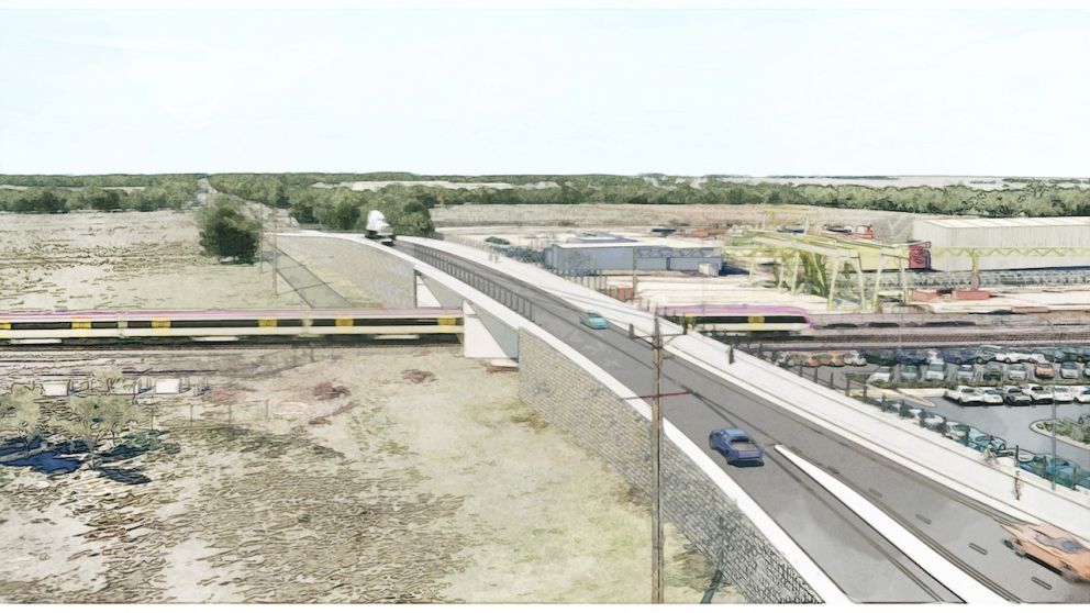 New Ferris Road bridge looking north towards the Western Freeway. Artist impression only, subject to change.