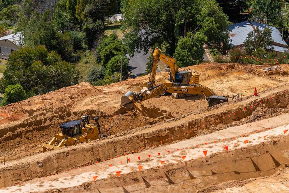 Machines start to clear material from the bottom landslip closest to Bogong Village