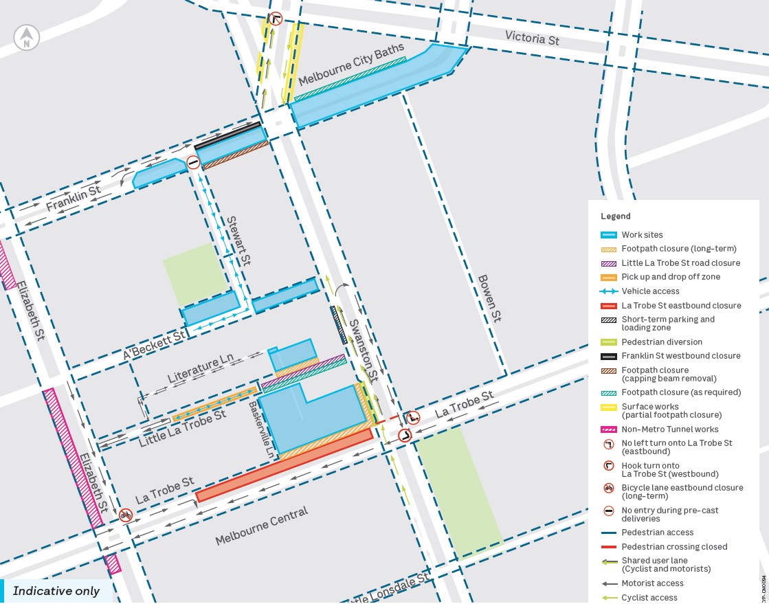 A map showing detours around the State Library precinct.