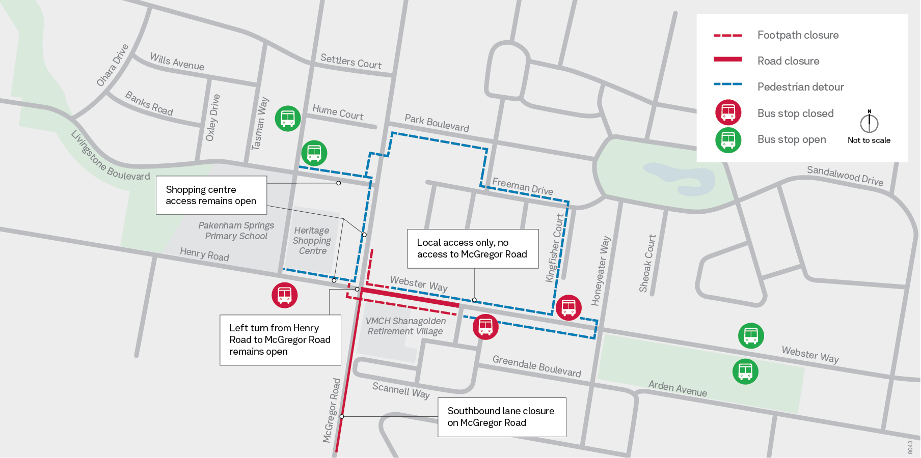 McGregor Rd and Webster Way Detour Map