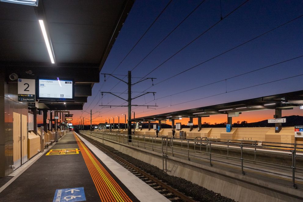 Sunrise over the new Croydon Station