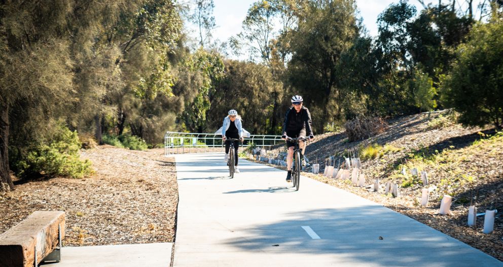 Riding on the newly opened section on the Kororoit Creek Trail.