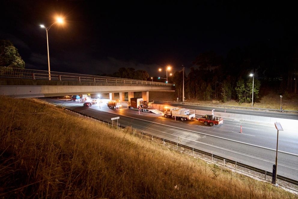 Crews setting up for a big night of works on the Princes Freeway