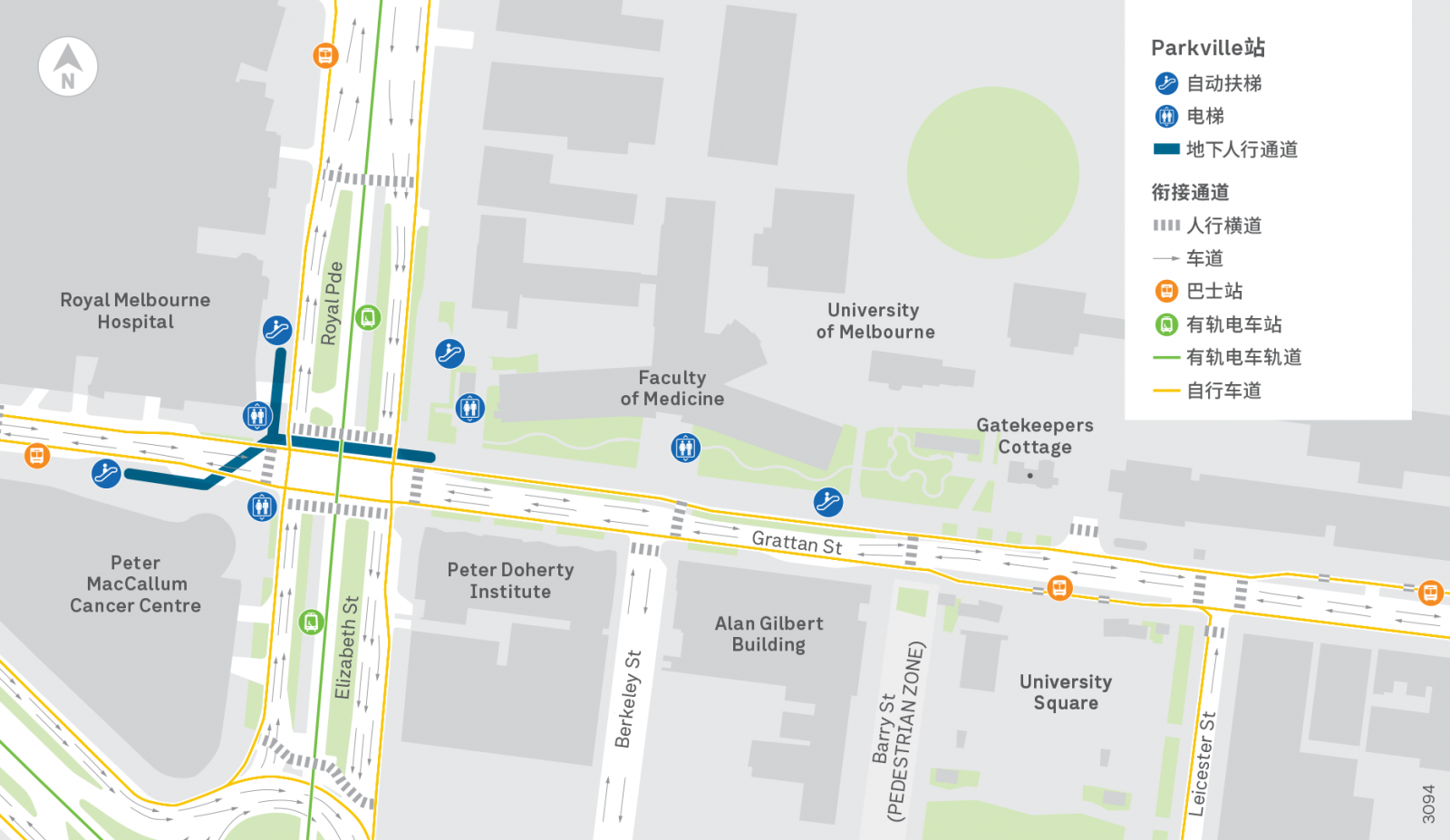 Map of the Parkville Station precinct