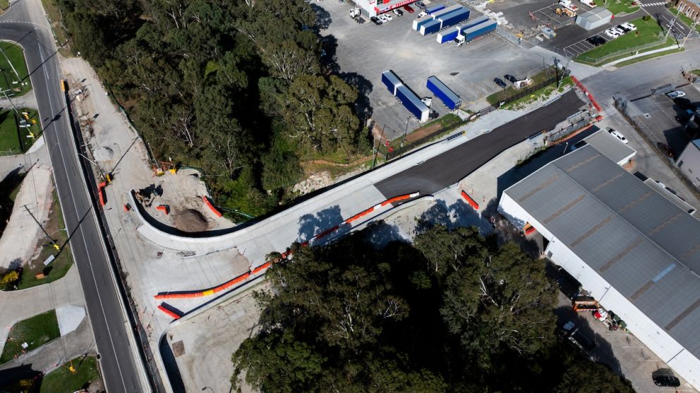 Birds eye view of the Fowler Road to Progress Street Bridge
