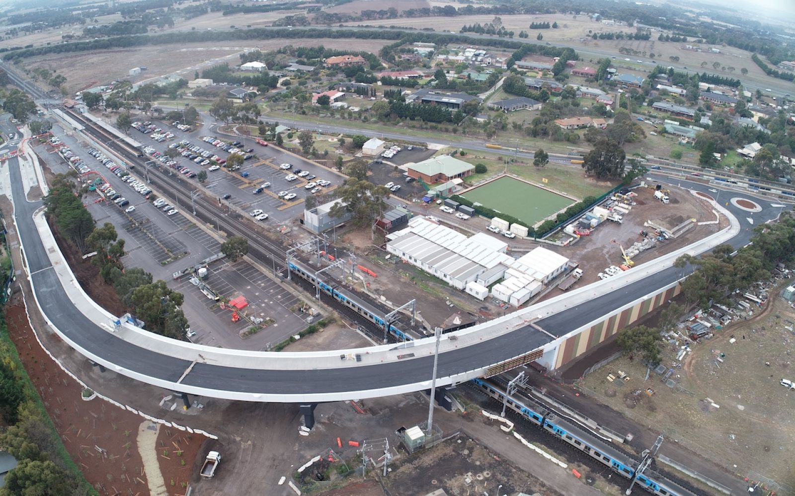 Aerial view of the new Golden Way road bridge