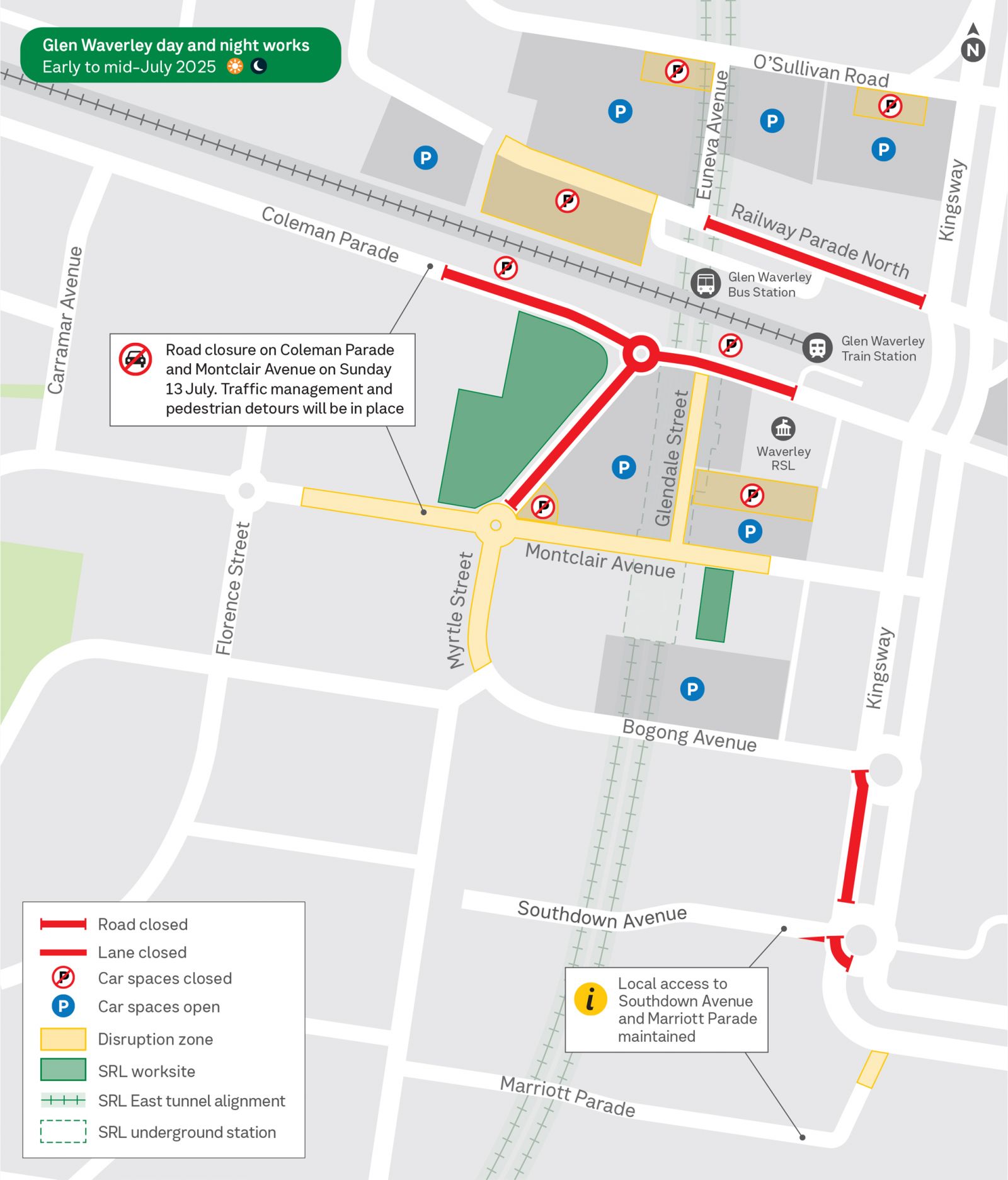 Map shows the works happening in Glen Waverley during July.