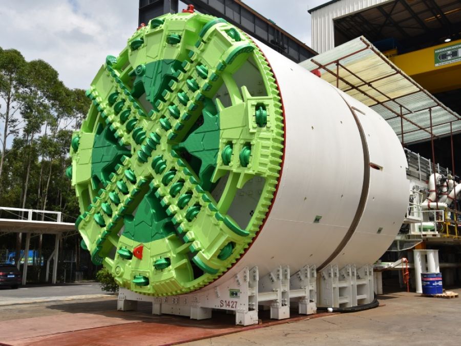 Tunnel Boring Machine with green cutter face