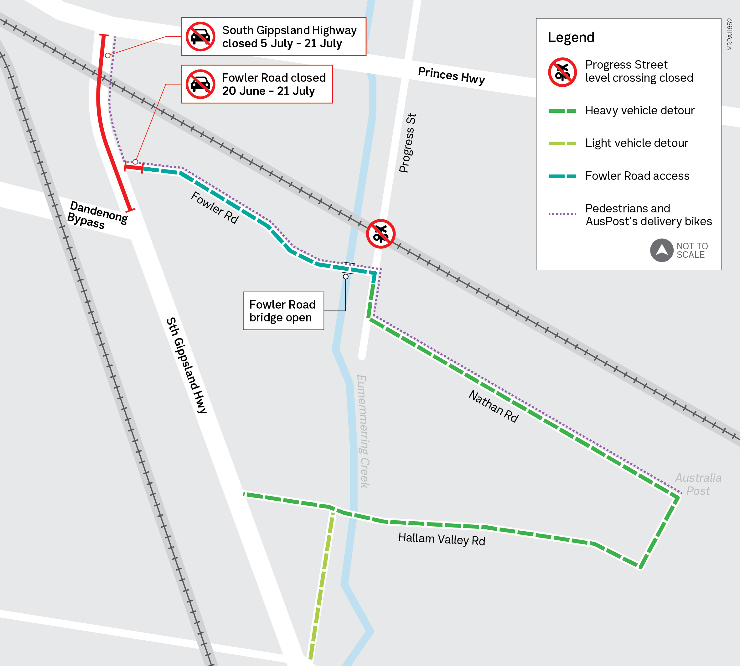 Fowler Road closure detour map