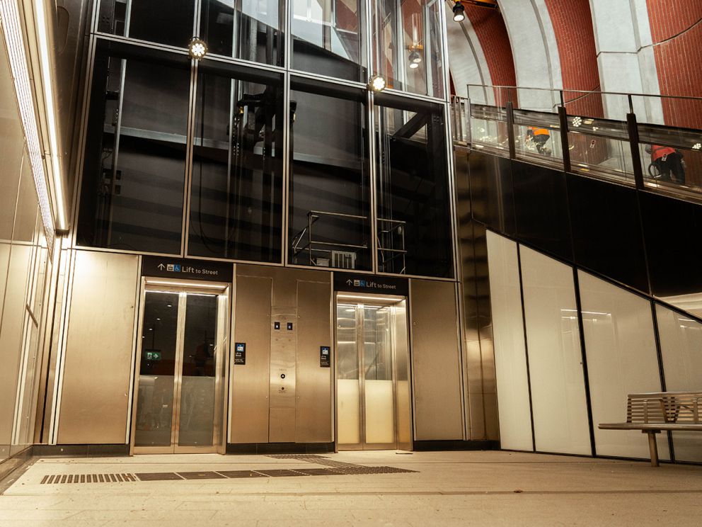 Lifts from concourse to surface
