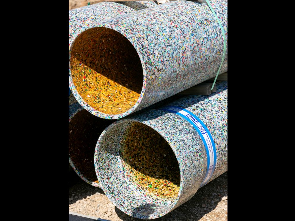 Image shows recycled drainage being used at SRL Clarinda site