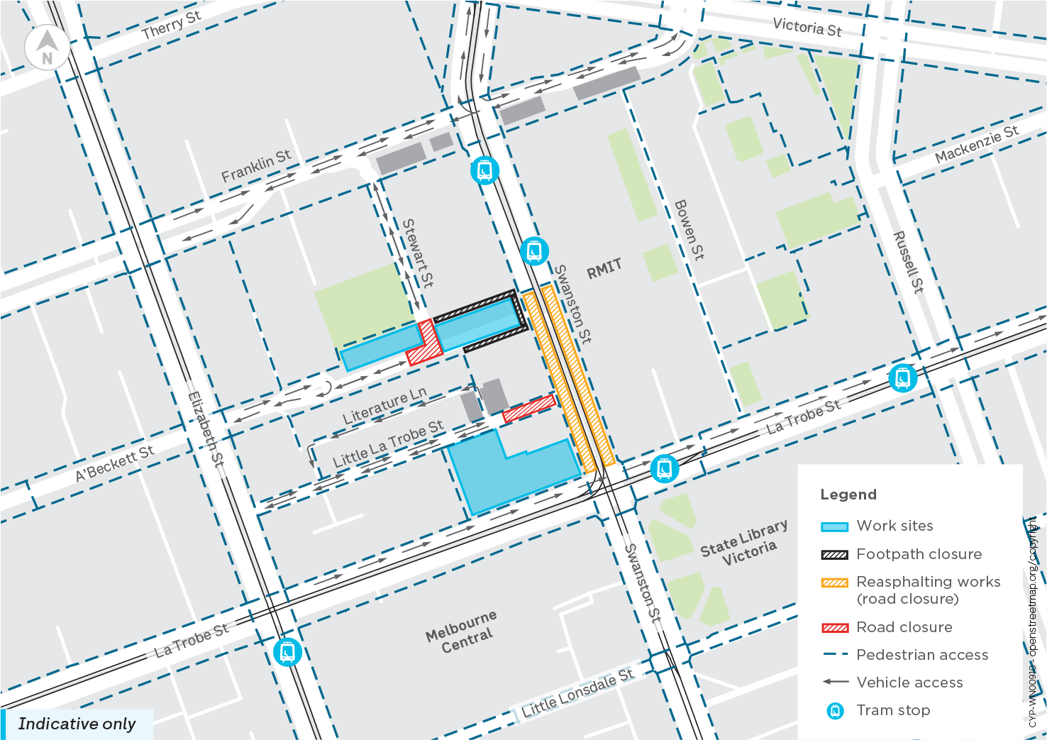Map of the construction site for State Library Station