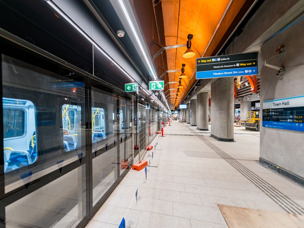 Test train pulled up at platform 1. 