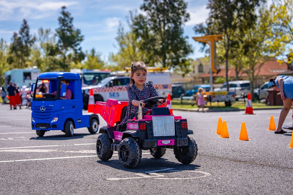 Kids ride-on vehicles were a hit at the Calder Park celebration