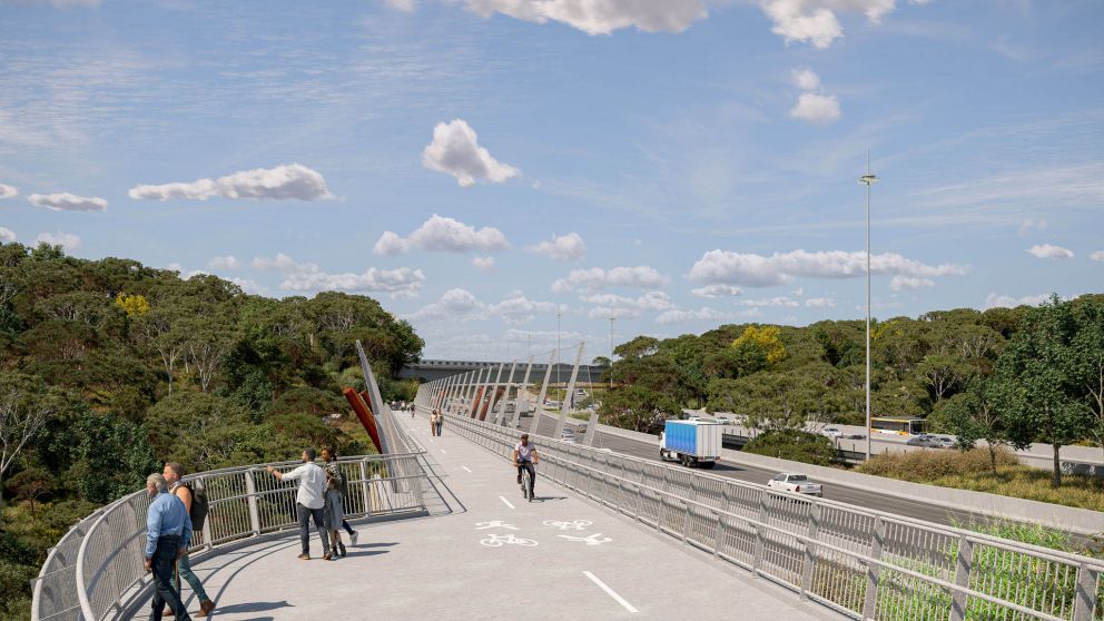 Artist impression of new walking and cycling bridge over the Yarra River, Kew