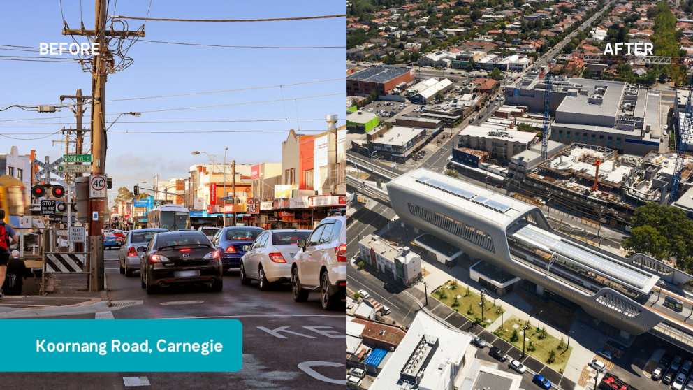 Koornang Road, Carnegie before and after