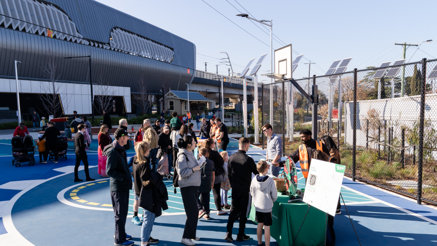 Image shows SRL tream and community celebrating the opening of the new Clayton open space. 