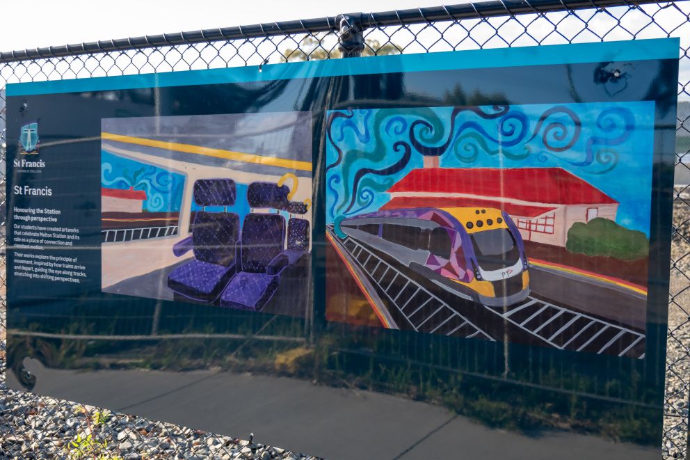 Artworks by St Francis Catholic College have been installed around the Melton construction site.