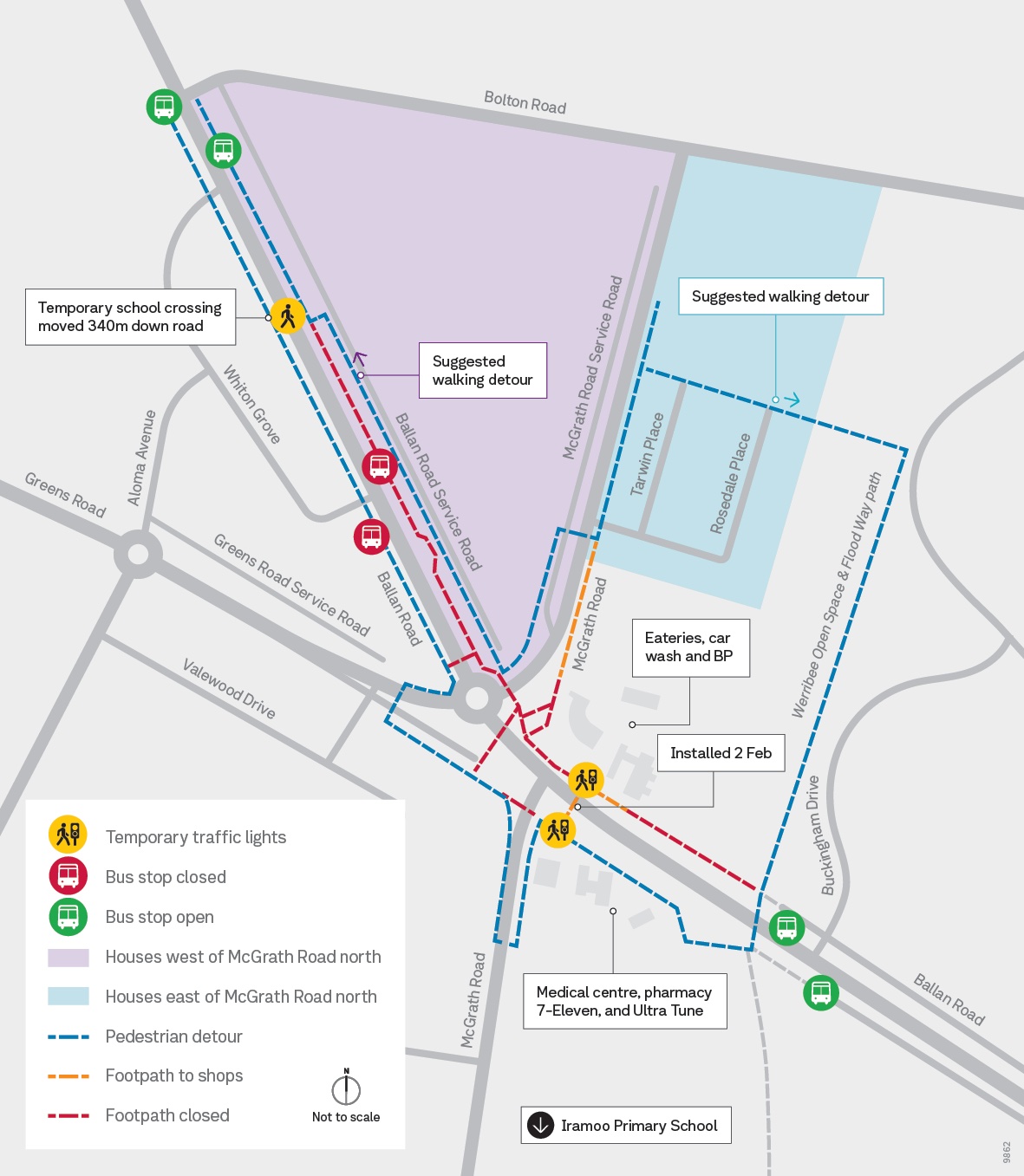 Ballan Road School Pedestrian Detour Map January