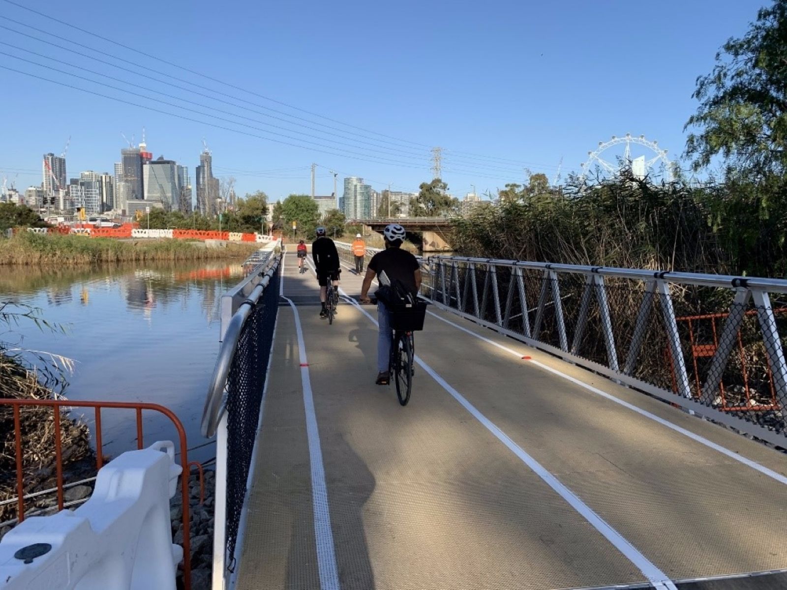 Photo of new floating bike path over Moonee Ponds Creek