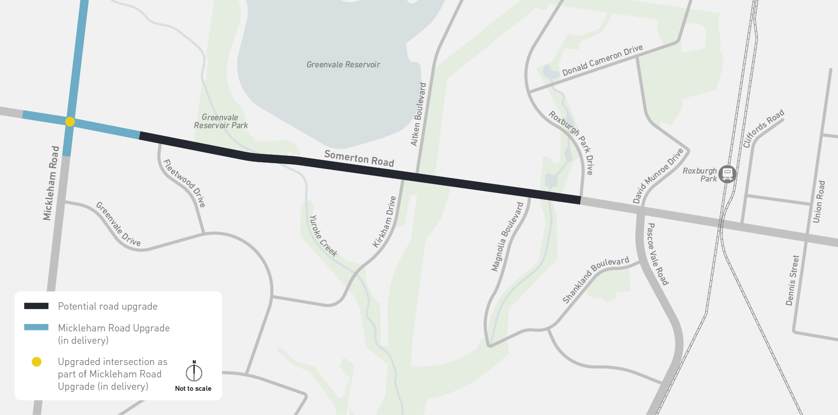 Somerton Road upgrade project overview map