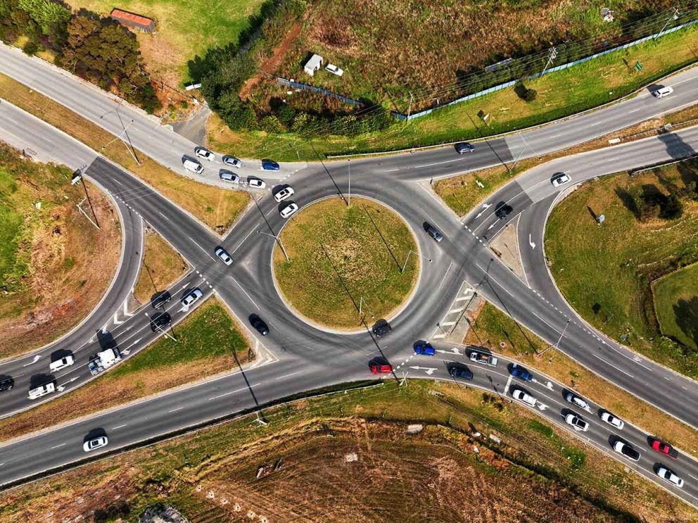 Aerial view of the Cranbourne-Frankston Road and Western Port Highway intersection