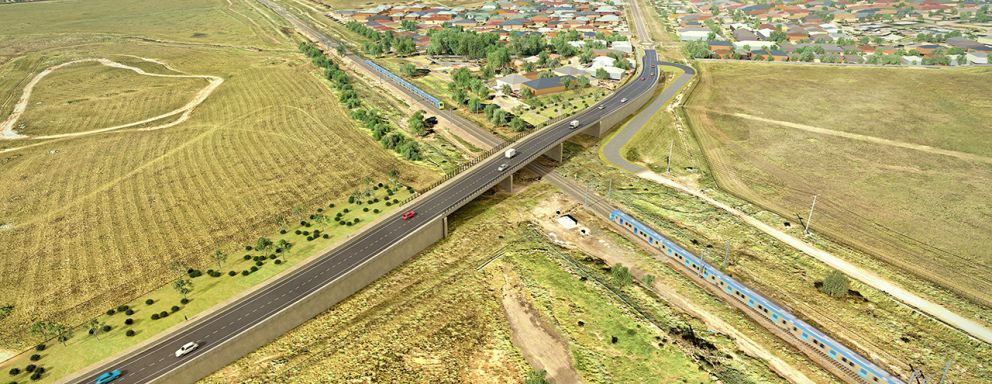 Early concept designs show the level crossing at Calder Park will be replaced with a new road bridge