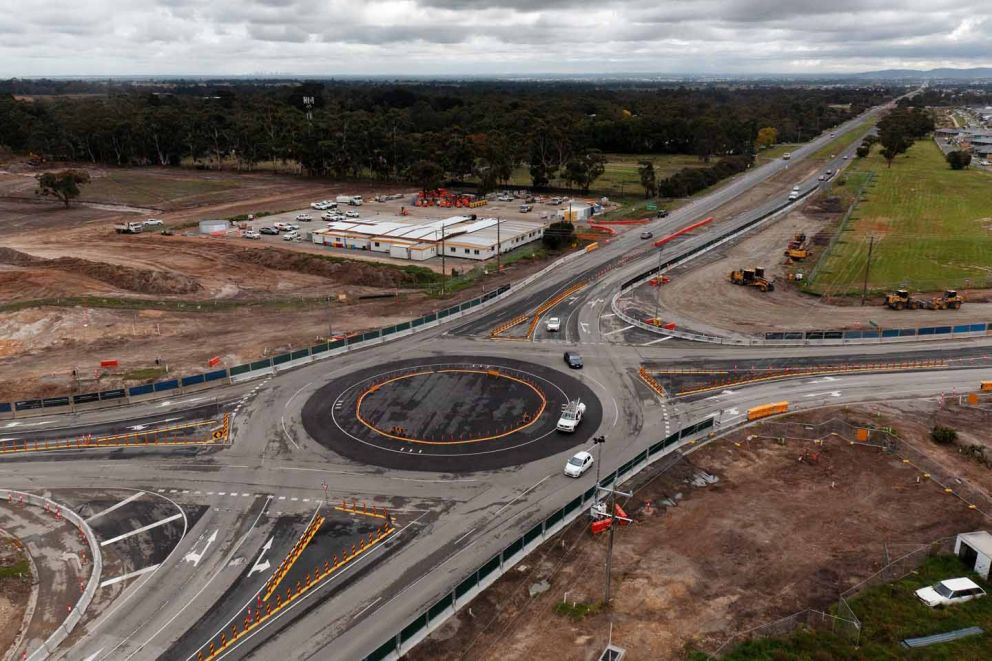 Aerial view of the Cranbourne-Frankston Road intersection