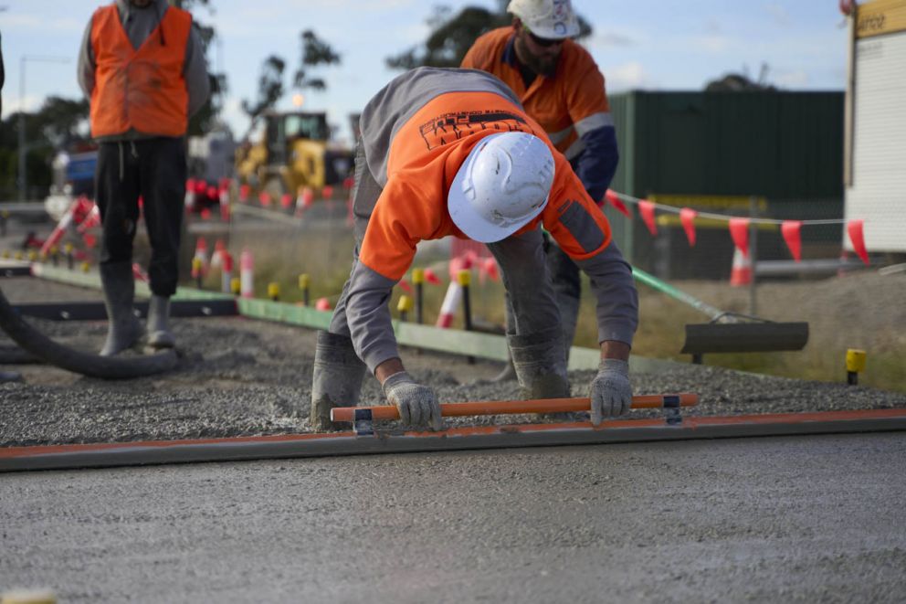 Levelling concrete on shared user path towards Pebble Patch