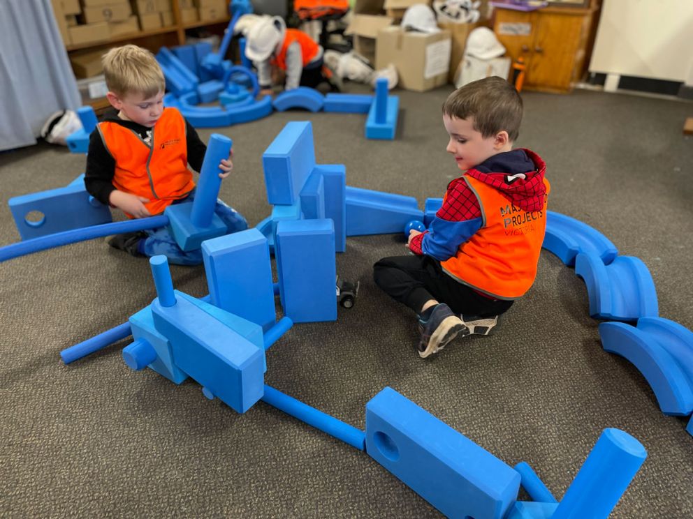 Children playing with blocks