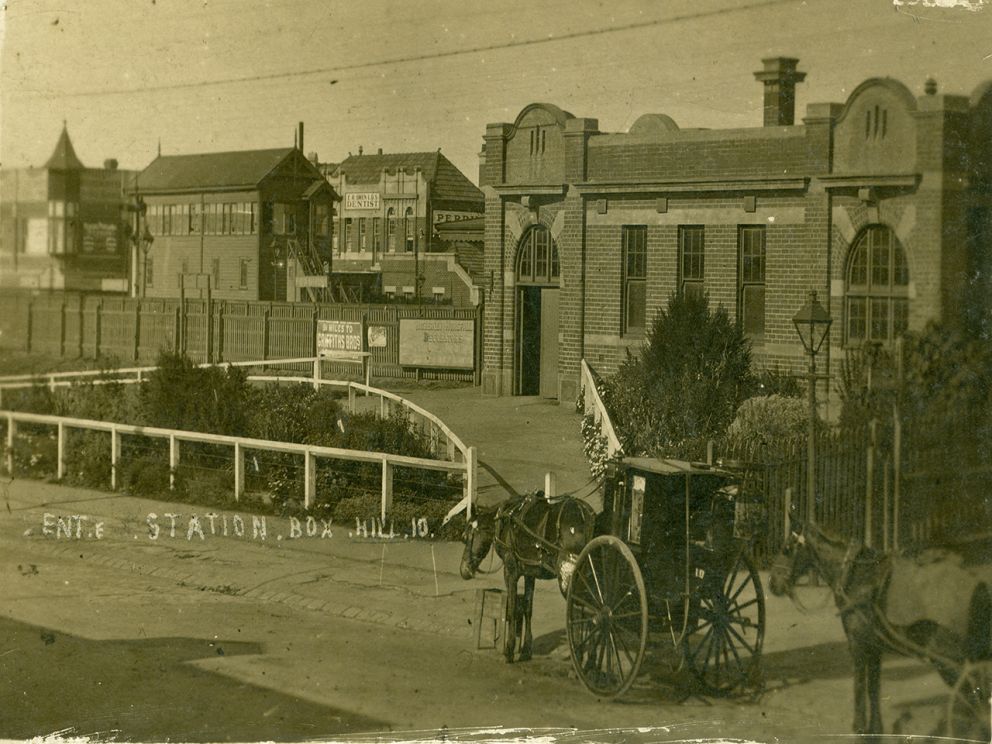 This image shows Box Hill station, Main Street c. 1917 
