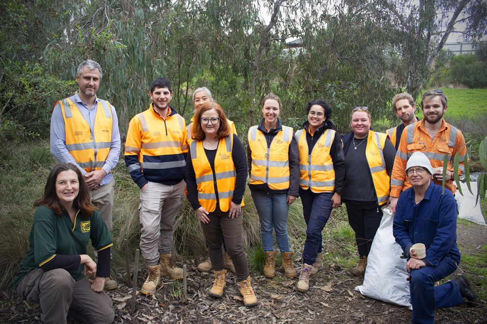 Level Crossing Removal Project staff and the Friends of Kororoit Creek group