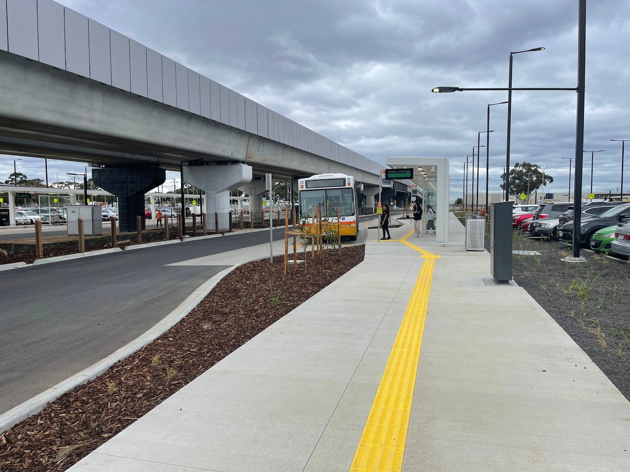 Bus at the new bus interchange at Deer Park Station