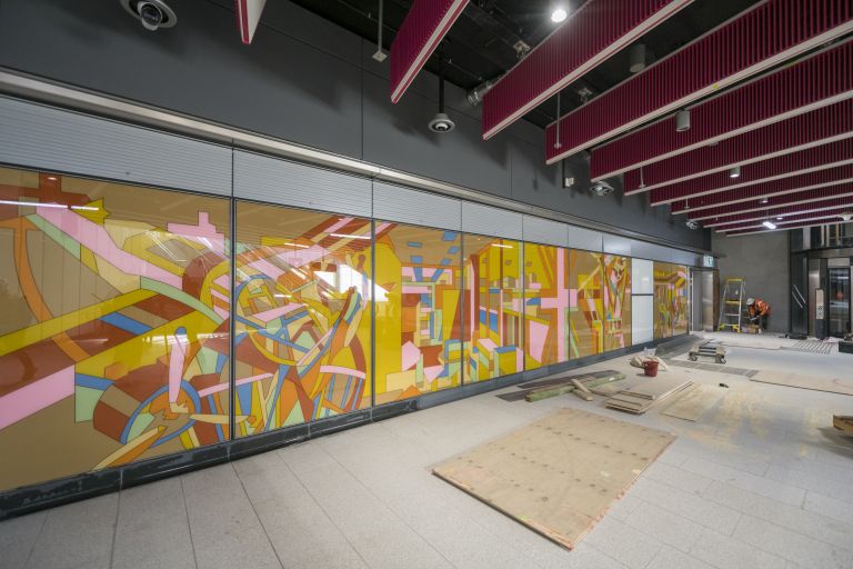 Artwork installed within Anzac Station