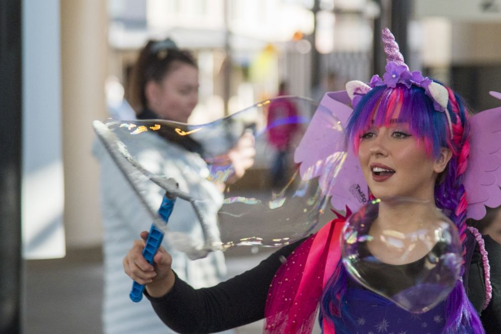 Bubble blowers entertained children at the the community event