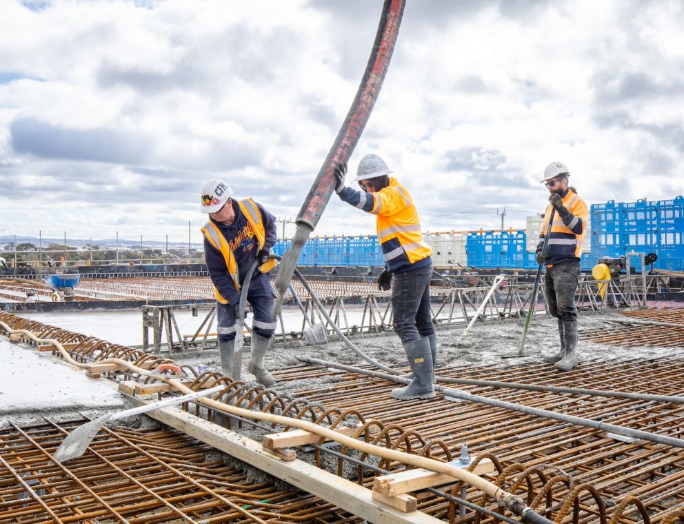 All hands on deck to pour the concrete for the new bridge deck in Truganina
