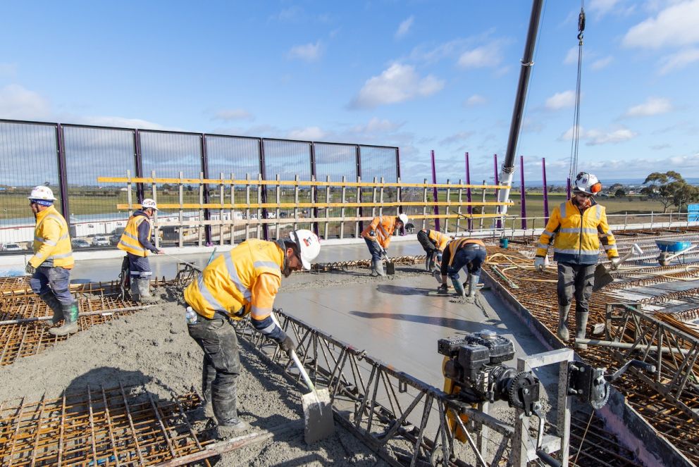 The new Hopkins Road bridge deck under construction