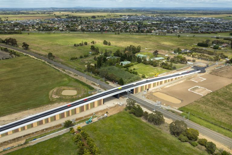 Cars from the Macedon Ranges and District Motor Club test the new rail bridge