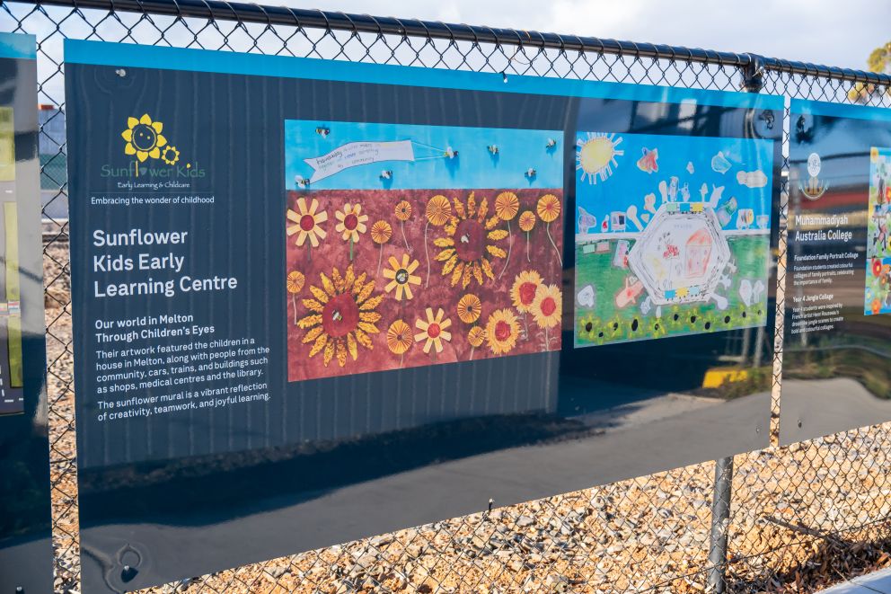 Artworks by Sunflower Kids Early Learning Centre have been installed around the Melton construction site